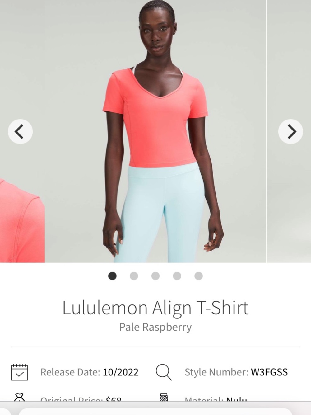 Lululemon align top T-shirt 2/4 XS coral pale raspberry EUC tee